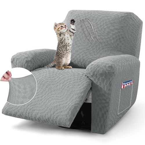 Image of 2026 Stretch Recliner Cover 3-Piece (24 inch-37 inch) Super Soft Recliner Chair Covers with Big Pocket & Anti Slip Ties Stay in Place, Lazy Boy Reclining Slipcover Easy to Put on off Washable, Light Grey