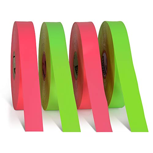 Incrediseal Green Flagging Safety Barricade Surveyor Caution Tape, 1” X 500 Feet, 4 Mil, Tree Marking, High Visibility Ribbon, Crowd Safety, Trail, Marathon (6 Rolls, Green) #TOP2