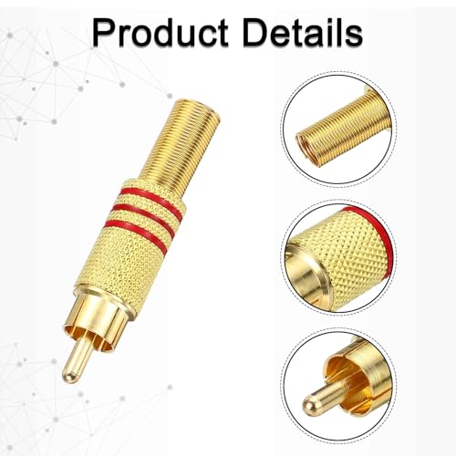 Fielect 20Pack Adaptador Conector RCA Macho para Audio y Video miniatura 6