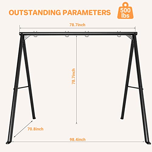 Ikare Upgraded 2 Seats Large Swing Frame Heavy Duty Metal Swing Stand With Ground Nails, For Kids, Adults, Fits For Most Swings, Max Weight 500 Lbs, Outdoor Backyard Play Fun #TOP5