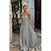 Women's Backless Sexy Deep V Neck Long Sundress Elegant A-Line High Waist Spaghetti Strap Dress Bohemian Style (Silver Gray,Small)