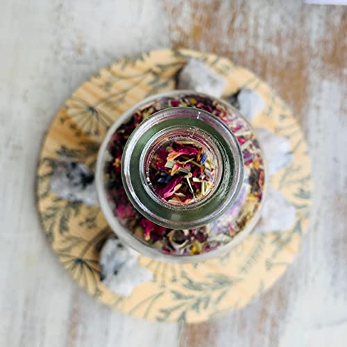 Dox+Lamb Full Moon Bath Salts With Moonstone Gem, Botanical Rose Petals & Citrus Bath Tea -Pink Himalayan Salt & Dried Flower Natural Soaking Bath Salts For Healing & Energy(Full Moon) #TOP5