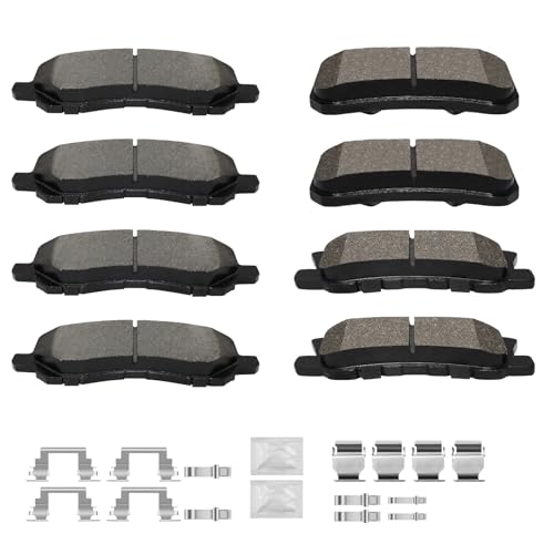 Front and Rear Ceramic Brake Pads Kits with Hardware Fit for 2008-2016 Mitsubishi Lancer 2007-2013 Mitsubishi Outlander