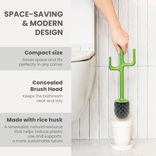 Brosse WC Vigar Cactus avec pot et manche extra long vert - 5