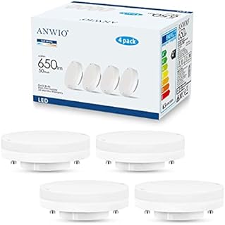 ANWIO 6.5W GX53 LED Bulb ,Led Under Cabinet Lights GX53 Warm White ,3000K, 650LM ,Replace 50W GX53 Halogen or CFL 9W 13W GX53 Light Bulbs( Pack of 4)