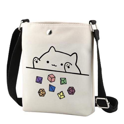 TSOTMO Cat Throwing Dice Gift Funny Video Game Bag Gamer Dice Crossbody Bag Gift for Men Women