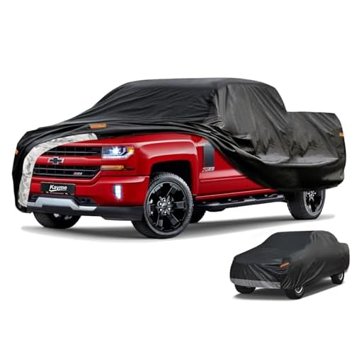 Kayme 7 Layers Truck Cover Waterproof All Weather, Universal Fit Chevy Silverado, GMC Sierra, Ford F150/F 150 Heavy Duty Outdoor Pickup Cover Snow Uv