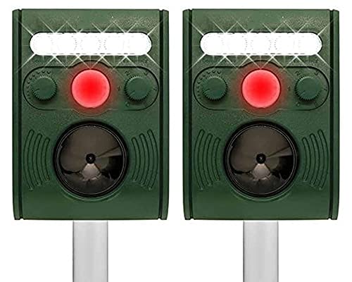 2X Solar-Ultraschall-Tierabwehr, Ultraschall-Tierabwehr im Freien, wasserdichte Katzenabwehr im Freien Kaninchen abwehren, Waschbären, Hirsche