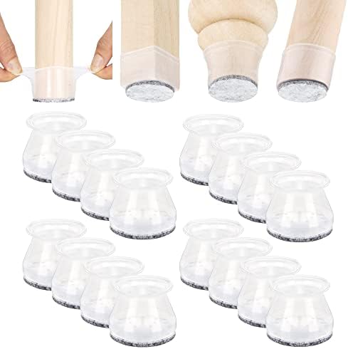 Aneaseit Chair Leg Floor Protectors - 2" x 16 pcs Clear - Felt Bottom Silicone Pads for Hardwood Floors & Furniture Feet - Rubber Caps for Chairs - Large