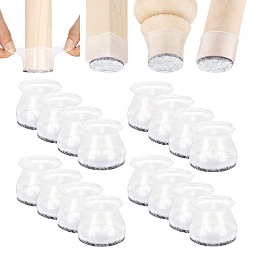 Aneaseit Chair Leg Floor Protectors - 2" X 16 Pcs Clear - Felt Bottom Silicone Pads For Hardwood Floors & Furniture Feet - Rubber Caps For Chairs - Large #TOP4