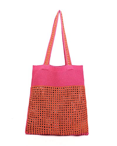 Image of ENBEI Beach Bag Crochet Tote bag for Women,Aesthetic Boho Large Bag,Foldable&Lightweight,Shopping,Beach,Travel,Daily Use