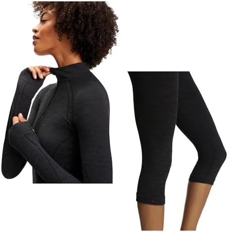 FALKE Size Small - Wool Tech Base Layer Bundle, Long Sleeve Top & 3/4 Bottoms