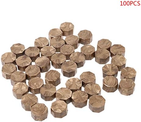 Ujuly 100Pcs Envelope Seal Seal Wax Retro Octagon Beads DIY Decor Sealing Wax Beads (Bronze)