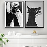Lot de 2 affiches de luxe en noir et blanc pour magazines de salon et maison - Impression sur toile - 30 x 50 cm - Sans cadre