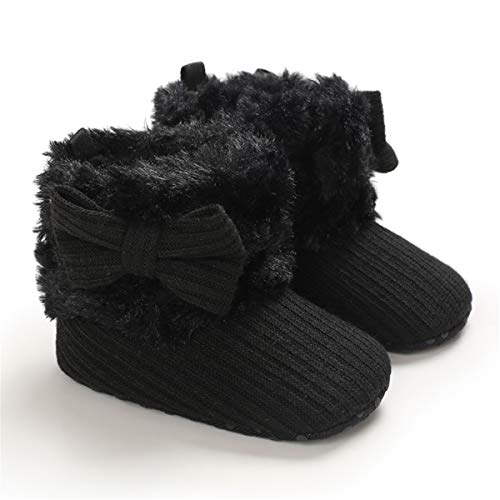 Benhero Infant Baby Boys Girls Boots Premium Soft Sole Anti-Slip Warm Winter Snow Boots Newborn Crib Shoes(0-6 Months Infant), F-Black #TOP4