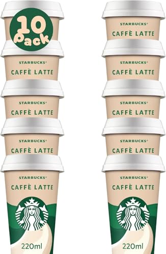 Pack Café Frío Listo para Tomar | Starbucks Pack de Vasos de Café Listo para Bebe - 10 Vasos x 220ml (Pack 10 x 220ml, Caramel Macchiato) (Caffe latte)