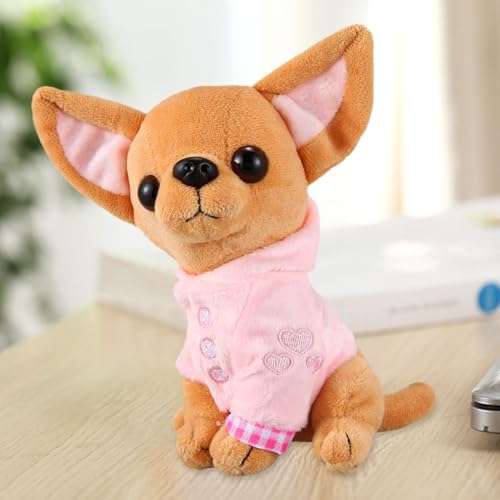Yiohejy Plüsch Chihuahua Hundespielzeug Stofftier Hundespielzeug Realistisch Entzückend Plüsch Welpe Geschenk für Geburtstag Weihnachten Halloween Valentinstag Thanksgiving