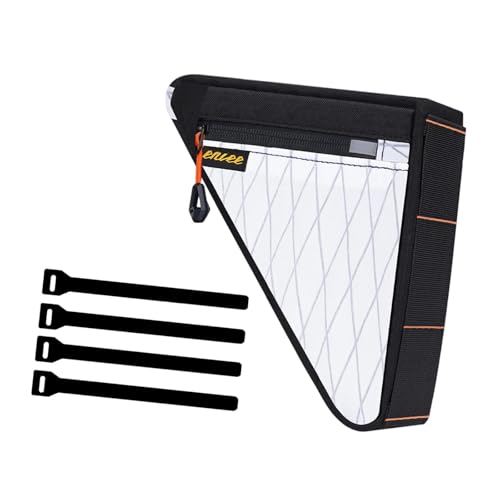 Menolana Bike Frame Bag Bicycle Triangle Bag Portable Compact Waterproof with Straps Bicycle Under Tube Pouch for Folding Bikes Riding, White