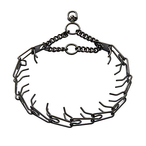 Custom Engraved ID Tags Adjustable 16 -26  Prong Collar, Dog Safety Clip Pinch Training Collar with Release Snap Buckle for Large Dogs, Up to 350 lbs, Link Can Be Removable, 18k Gold Black Multicolor