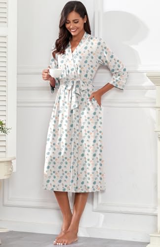 Image of PrinStory Womens Robe Long Knit Bathrobe Lightweight Soft Robes Ladies Bath Robe