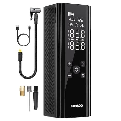 GOOLOO GT150 Tire Inflator Portable Air Compressor - Upgraded 150PSI & 2X Faster Air Pump for Car Tires with Auto-Shutoff, Cordless Air Pump for Cars, Bikes, Balls, Motorcycles, Bright LED Screen