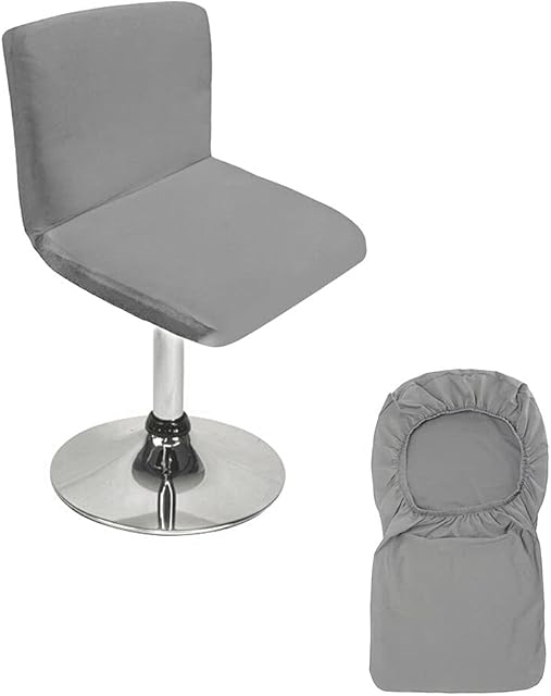 BTSKY Grey Bar Stools Slipcovers with Backrest Cover Stretch Chair Cover for Short Swivel Dinning Chair Back Chair Bar Stool Chair