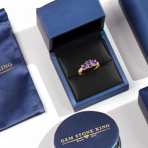 Gem Stone King 18K Yellow Gold Plated Silver Purple Amethyst Ring For Women (1.78 Cttw, Oval 7X5MM, Gemstone Birthstone, Size 7) 5