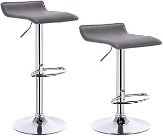 eSituro Bar Stools Grey Barstools Set of 2 Adjustable Steel Bar Stools for Home Breakfast Bar Counter Kitchen Bar Stools with Footrest & Ergonomic Seats