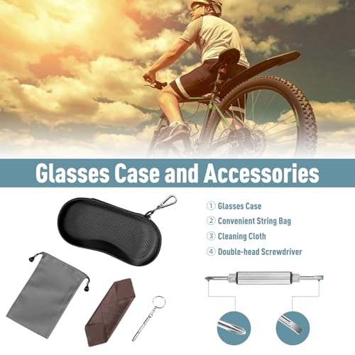 FINTIE Brillenetui Sonnenbrille, EVA Kratzfeste Sonnenbrillen Etui Hardcase mit Karabiner Groß Brillen Etui für Damen Herren Outdoor Sportbrille Fahrradbrille