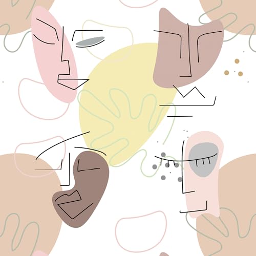 ReWallpaper Neutral Line Art Abstract Face Wallpaper Modern Peel and