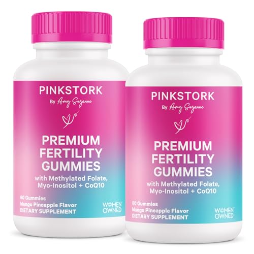 Image of Pink Stork Premium Fertility Gummies for Women, 60 Gummies, 2 Pack | Prenatal Conception Supplements