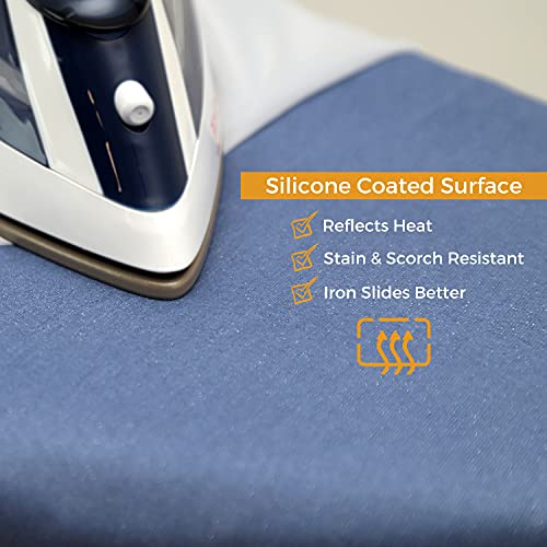 Ironing Board Cover And Pad Standard Size 18X49 Inch, Large Extra Wide, Adjustable Elastic Edge Fit, Extra Thick, Heat Reflective, Non Stick Scorch And Stain Resistant (18" X 49", Blue) #TOP3