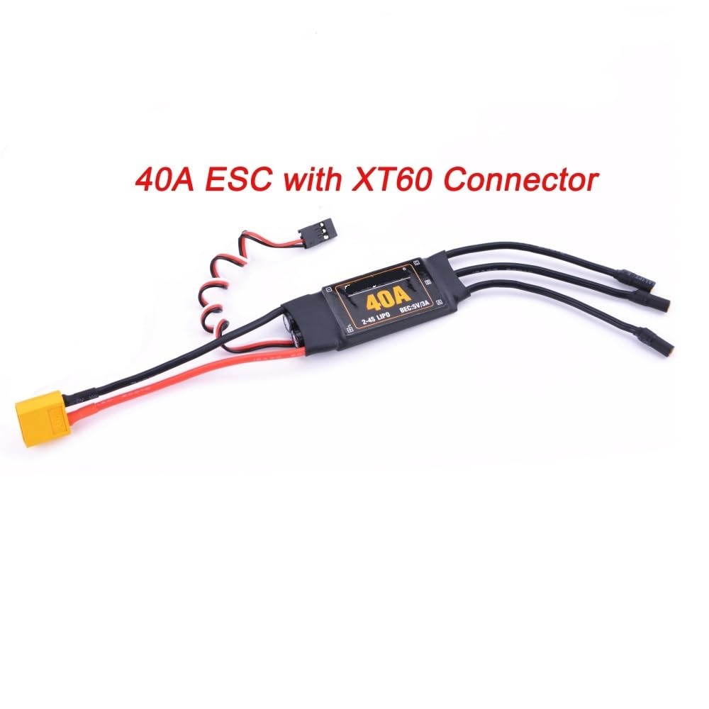 40A bezszczotkowy elektroniczny regulator prędkości ESC 2-4S z głowicą bananową 5V 3A UBEC 3,5 mm pasuje do RC FPV Quadcopter samoloty helikoptera (1 x 40 A ESC XT60)