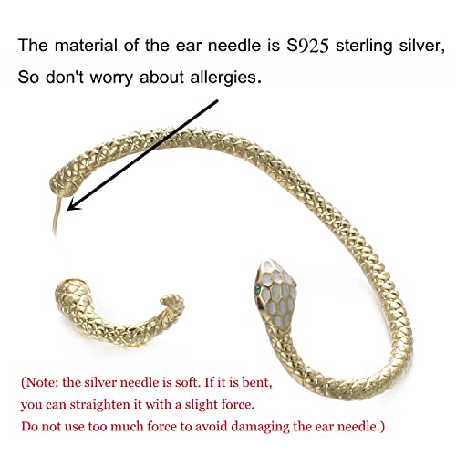 Yoursfs Gold Snake Ear Cuffs For Women Earring Climber Snake Stud Earring Gold Plated Ear Cuff For Piercing Ear 1 Piece Right Ear #TOP3