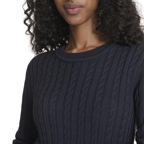 Image of Tommy Hilfiger Women's Cotton Crewneck Cable Sweater