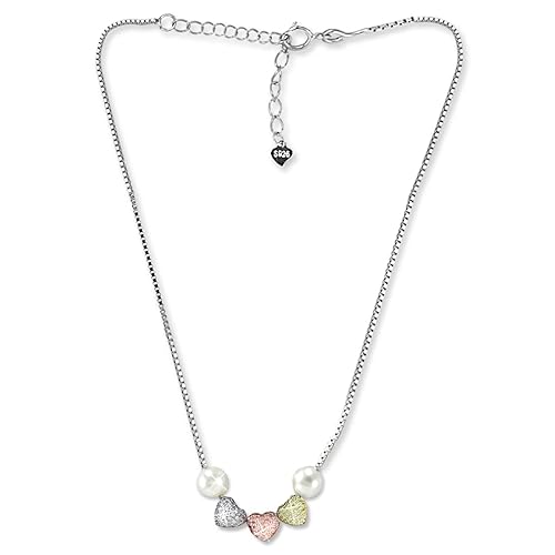 925 Sterling Silver Heart Necklaces | Pearl Chain Necklace | Necklace For Women