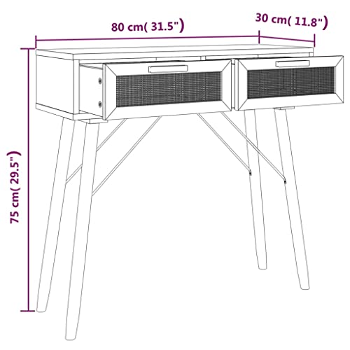 Console 80 cm 2 tiroirs rotin blanc, vidaXL