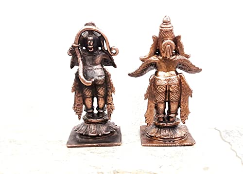 Image of Copper Standing Garudar and Hanuman Idol 3.1 in | 360g