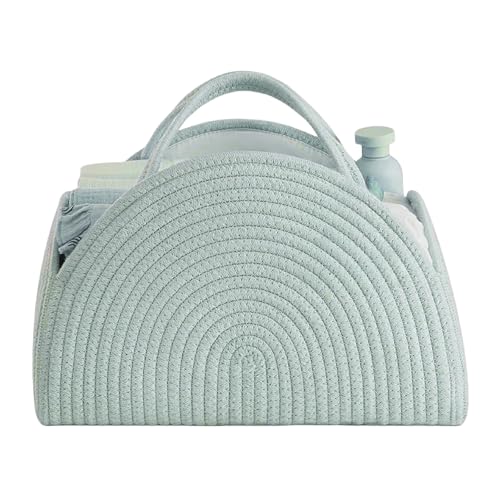 lelewangluo Organizador de pañales, cesta de pañales para bebé, cesta de almacenamiento portátil para el cambiador, cesta para cambiar pañales, organizador con compartimentos y asas, cesta de cuerda