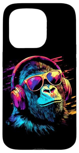 Singe DJ avec écouteurs et lunettes de soleil Musique Fête Coque pour iPhone 15 Pro
