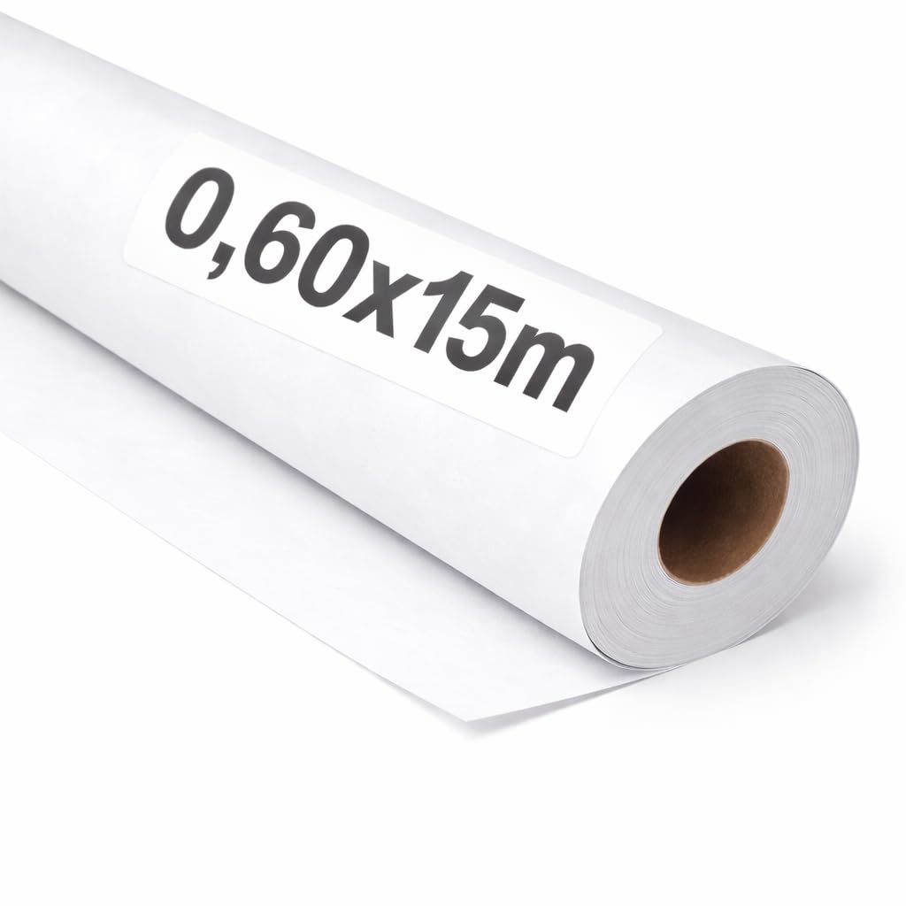 OFITURIA Kraftpapier Weiß – Rolle 0,60 × 15 m – 6 Rollen – Verpackungspapier Und Geschenkpapier – Bastelpapier Für DIY, Dekoration Und Schnittmuster – Reißfest Und Leicht Zuschneidbar