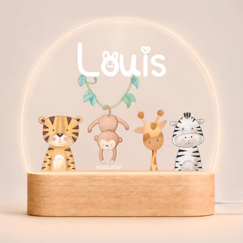 Veilleuse Bébé Personnalisé avec Prénom & Date – Cadeau Naissance Garçon