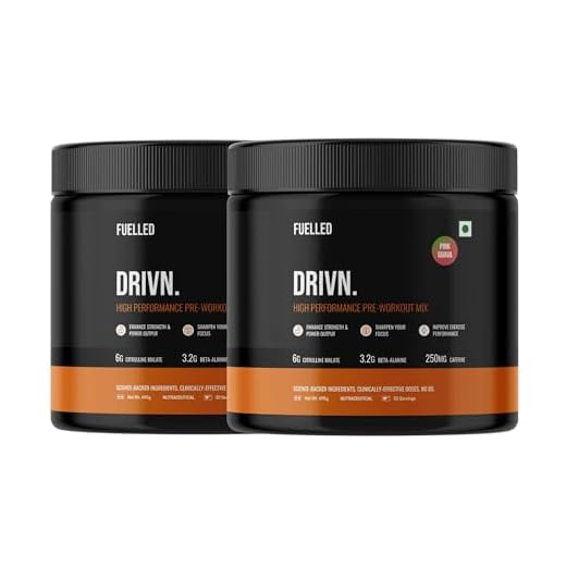 Fuelled DRIVN Pre-Workout (2 Jars x 30 Servings) 500 mg Beetroot Extract, 3.2g Beta Alanine, 250 mg Caffeine, 6g Citrulline Malate/Improve Exercise Performance, Focus, Strength & Endurance(Pink Guava)