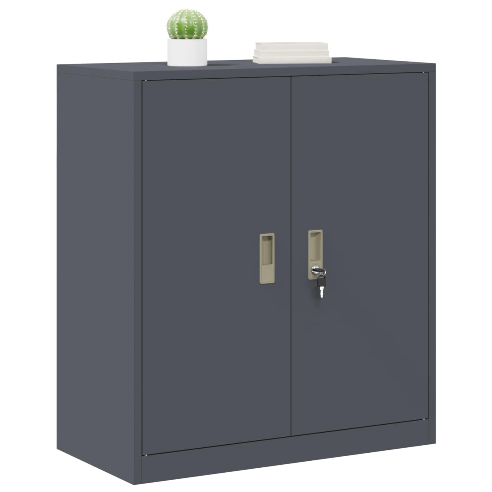 vidaXL Armoire de Rangement Anthracite 80 x 40 x 90 cm Acier, Armoire de Bureau Moderne, en Acier rectangulaire, fermant à clé, Espace généreux, Meuble Industriel, Solution Robuste