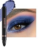 Bleu Foncé Crayon Fard a Paupiere Paillette, Longue Durée Waterproof, Pivotant Ombre a Paupiere Paillettes, Smooth Texture Fards à Paupières Crème, Hight Pigmenté Avec Pinceau, Maquillage Femme-D12