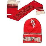 B.U.L Man United, Newcastle, Liverpool, Celtic, City, Rangers - Juego de gorro y bufanda de fútbol americano para aficionados, Rojo Liverpool, Talla única
