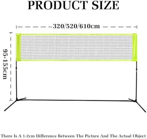 Portable Badminton Tennis Net Stand - Freestanding Badminton Posts with Net & Backpack, Ideal Sports Training Equipment for Stadium, Beach, Outdoor Activities (520cm Length)