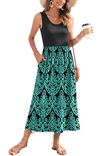 Image of WNEEDU Women's Summer Maxi Dress Casual Sleeveless Sundress