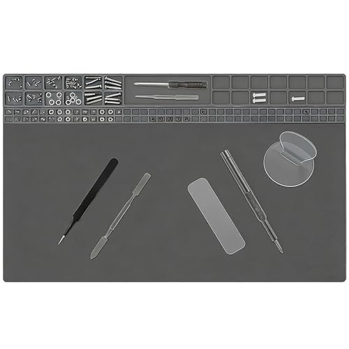 SKIKHN Tapis de Soudure, 60cm X 35cm Tapis de Réparation, Tapis Antistatique avec Échelle Et Position de Vis, pour Soudure Électronique, Téléphone,...