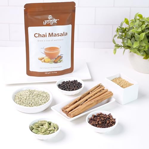 Chai Tea Spice Mix | Go-Yogik Aromatic Chai powder100g(80cups) | Real Indian Taste |Caffiene Free | Vegan | Gluten Free| Zero Sugar| Ayurveda Backed